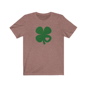 Shamrock with Heart Unisex Jersey Short Sleeve Tee - Lili White Creations 