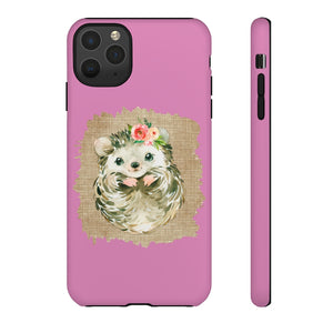 Hedgehog Flower Pink Tough Phone Cases - Lili White Creations 