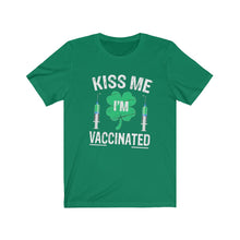 Load image into Gallery viewer, Kiss Me I&#39;m Vaccinated Shamrock Unisex Jersey Short Sleeve Tee - Lili White Creations 