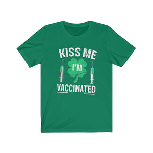 Kiss Me I'm Vaccinated Shamrock Unisex Jersey Short Sleeve Tee - Lili White Creations 