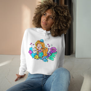 Love Mermaid Valentine's Day Crop Hoodie - Lili White Creations 