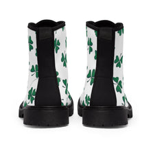 Load image into Gallery viewer, Shamrock Print Women&#39;s Canvas Boots - Lili White Creations 