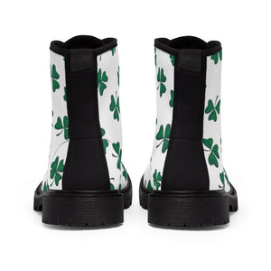 Shamrock Print Women's Canvas Boots - Lili White Creations 