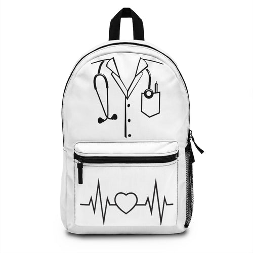 Scrubs & Stethoscope Heartbeat Backpack (Made in USA) - Lili White Creations 