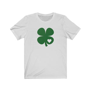 Shamrock with Heart Unisex Jersey Short Sleeve Tee - Lili White Creations 