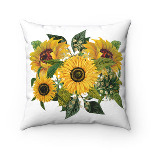 Sunflowers Spun Polyester Square Pillow Case - Lili White Creations 