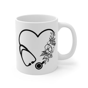 Flower Stethoscope Mug 11oz - Lili White Creations 