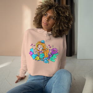 Love Mermaid Valentine's Day Crop Hoodie - Lili White Creations 