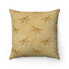 Load image into Gallery viewer, Tan Dragonfly Spun Polyester Square Pillow Case - Lili White Creations 