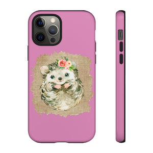 Hedgehog Flower Pink Tough Phone Cases - Lili White Creations 