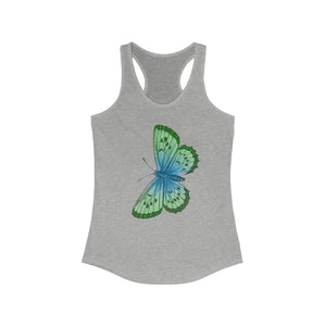 Butterfly Blue and Green Women's Ideal Racerback Tank - Lili White Creations 