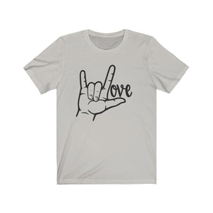 American Sign Language (ASL) LOVE Unisex Jersey Short Sleeve Tee - Lili White Creations 