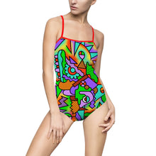 Load image into Gallery viewer, Funky 90s Print Women&#39;s One-piece Swimsuit - Lili White Creations 