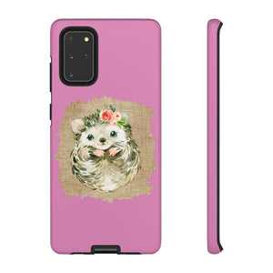 Hedgehog Flower Pink Tough Phone Cases - Lili White Creations 