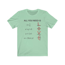 Load image into Gallery viewer, All You Need Is Love Math Equation Unisex Jersey Short Sleeve Tee - Lili White Creations 