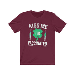 Kiss Me I'm Vaccinated Shamrock Unisex Jersey Short Sleeve Tee - Lili White Creations 