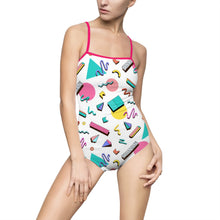 Load image into Gallery viewer, 90s Print Women&#39;s One-piece Swimsuit - Lili White Creations 