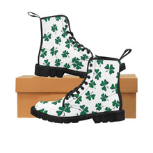 Load image into Gallery viewer, Shamrock Print Women&#39;s Canvas Boots - Lili White Creations 