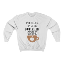 Load image into Gallery viewer, My Blood Type is Pumpkin Spice Unisex Heavy Blend Crewneck Sweatshirt - Lili White Creations 