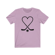 Load image into Gallery viewer, Hockey Sticks Heart with Puck Unisex Jersey Short Sleeve Tee - Lili White Creations 