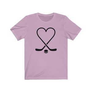 Hockey Sticks Heart with Puck Unisex Jersey Short Sleeve Tee - Lili White Creations 