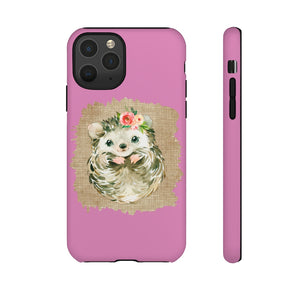 Hedgehog Flower Pink Tough Phone Cases - Lili White Creations 