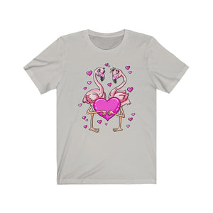 Flamingos Love Valentine's Days Unisex Jersey Short Sleeve Tee - Lili White Creations 