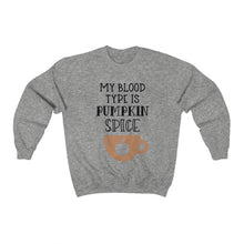 Load image into Gallery viewer, My Blood Type is Pumpkin Spice Unisex Heavy Blend Crewneck Sweatshirt - Lili White Creations 