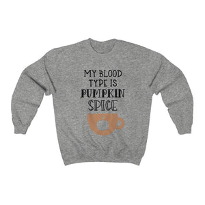 My Blood Type is Pumpkin Spice Unisex Heavy Blend Crewneck Sweatshirt - Lili White Creations 