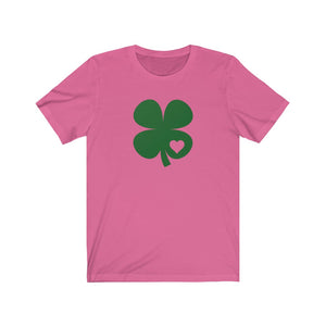 Shamrock with Heart Unisex Jersey Short Sleeve Tee - Lili White Creations 