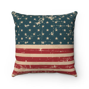 Distressed American Flag Spun Polyester Square Pillow Case - Lili White Creations 