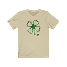 Load image into Gallery viewer, Shamrock Four Leaf Clover Stethoscope Unisex Jersey Short Sleeve Tee - Lili White Creations 