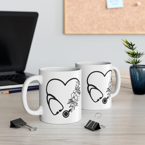 Flower Stethoscope Mug 11oz - Lili White Creations 