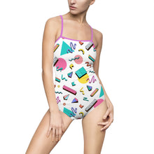 Load image into Gallery viewer, 90s Print Women&#39;s One-piece Swimsuit - Lili White Creations 