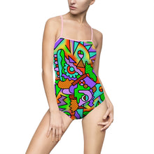 Load image into Gallery viewer, Funky 90s Print Women&#39;s One-piece Swimsuit - Lili White Creations 