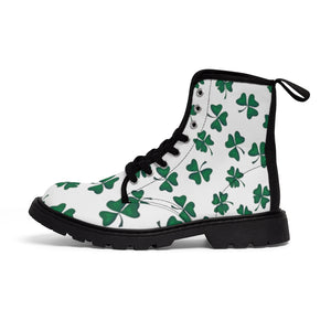 Shamrock Print Women's Canvas Boots - Lili White Creations 