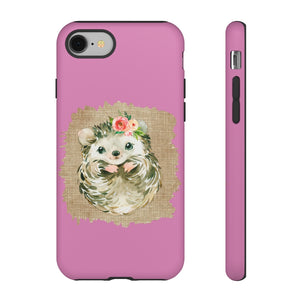 Hedgehog Flower Pink Tough Phone Cases - Lili White Creations 