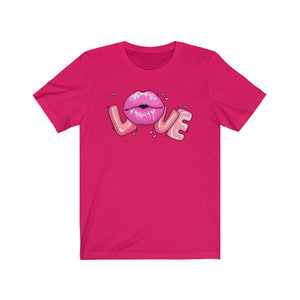 Love Lips Valentine's Day Unisex Jersey Short Sleeve Tee - Lili White Creations 