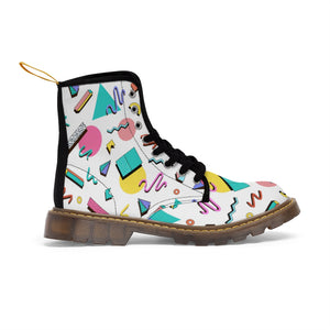 90s Print Men's Canvas Boots - Lili White Creations 