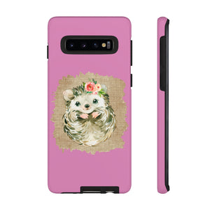 Hedgehog Flower Pink Tough Phone Cases - Lili White Creations 