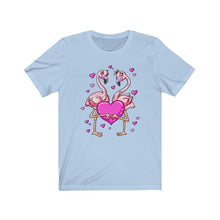 Load image into Gallery viewer, Flamingos Love Valentine&#39;s Days Unisex Jersey Short Sleeve Tee - Lili White Creations 