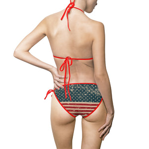 Distressed American Flag Women's Bikini Swimsuit - Lili White Creations 