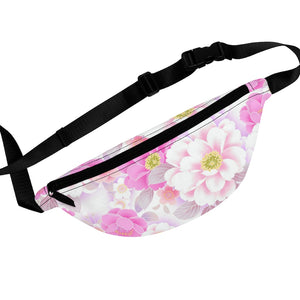 White and Pink Floral Fanny Pack - Lili White Creations 