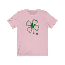 Load image into Gallery viewer, Shamrock Four Leaf Clover Stethoscope Unisex Jersey Short Sleeve Tee - Lili White Creations 