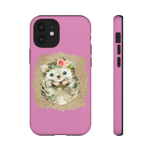 Hedgehog Flower Pink Tough Phone Cases - Lili White Creations 