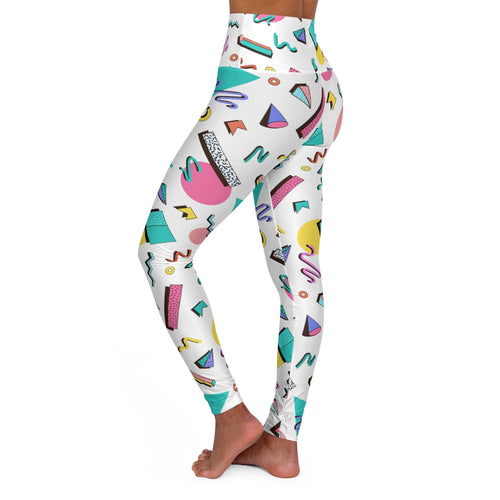 90s Print High Waisted Yoga Leggings - Lili White Creations 