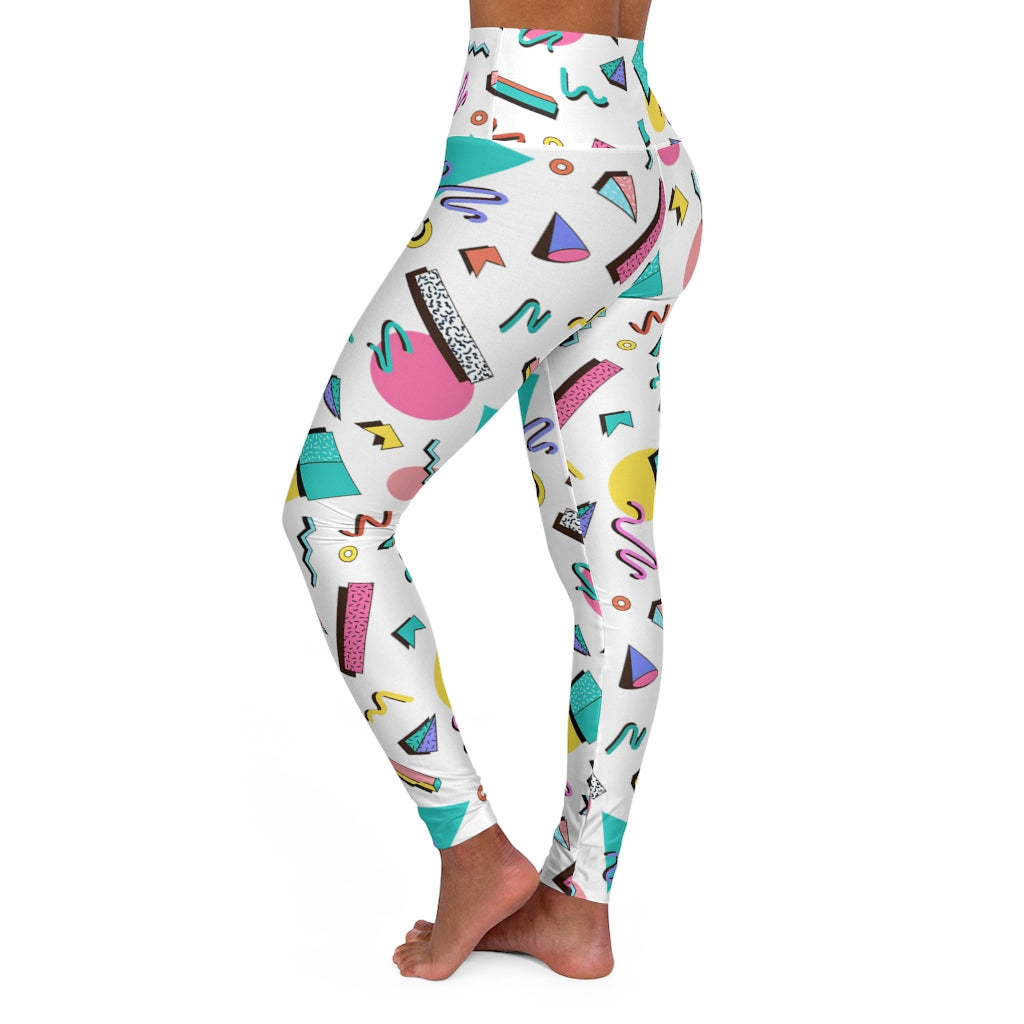 90s Print High Waisted Yoga Leggings - Lili White Creations 