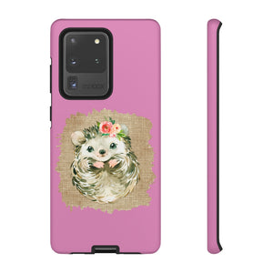 Hedgehog Flower Pink Tough Phone Cases - Lili White Creations 