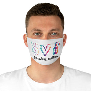 Peace Love Santitize Fabric Face Mask - Lili White Creations 