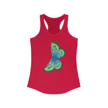 Load image into Gallery viewer, Butterfly Blue and Green Women&#39;s Ideal Racerback Tank - Lili White Creations 